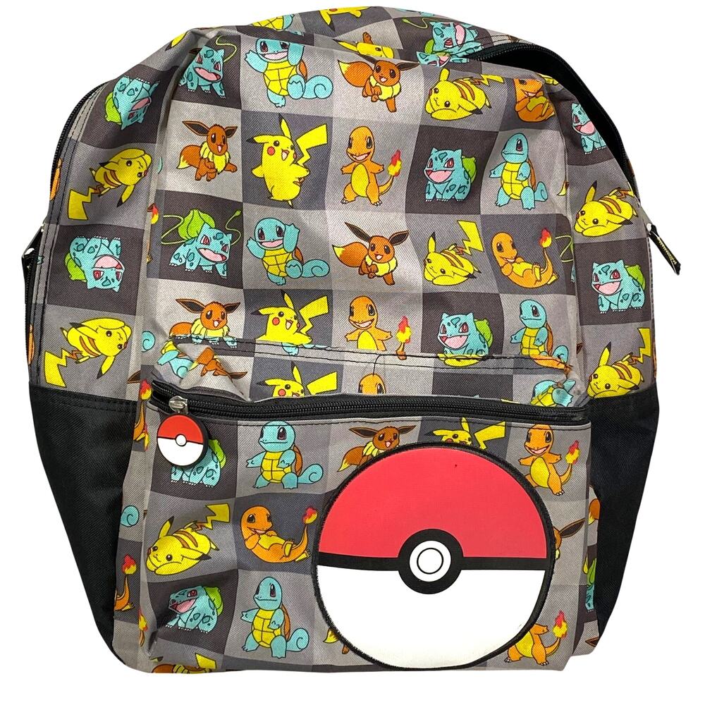 Pokemon Kids Backpack Pikachu Charmander Squirtle Bulbasaur Pokeball New